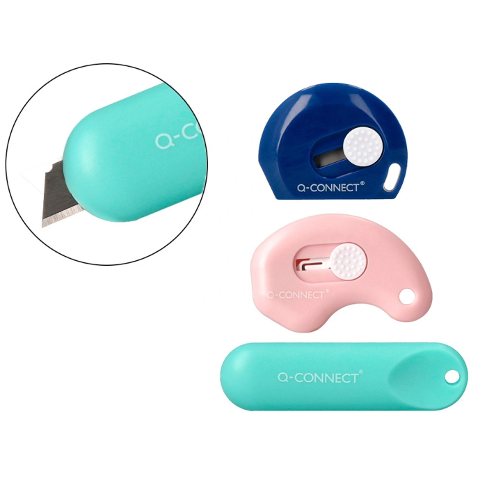 Q-connect Cuter de Seguridad Retractil Mini Plástico, Modelos y Colores Surtidos, Expositor 30 Unidades 0 Q-connect Cuter de Seguridad Retractil Mini Plástico, Modelos y Colores Surtidos, Expositor 30 Unidades 0