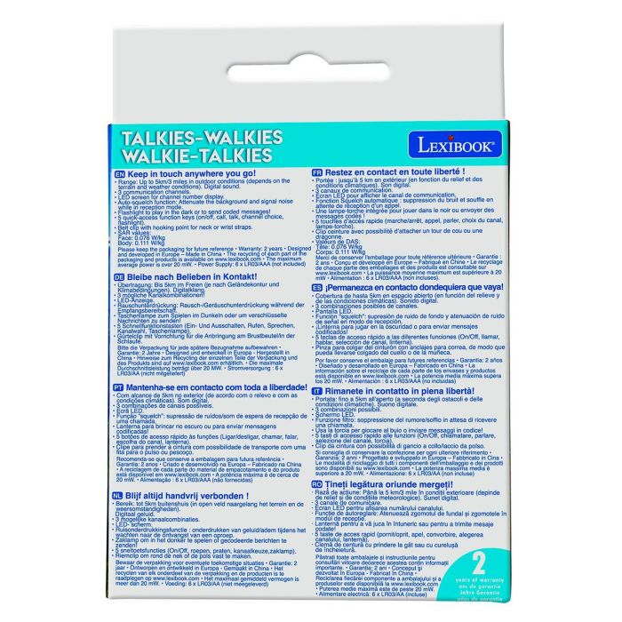 Lexibook Tw42 Walkie Talkies Digitales 5 Km con Reducción de Ruido y Linterna 4 Lexibook Tw42 Walkie Talkies Digitales 5 Km con Reducción de Ruido y Linterna 4