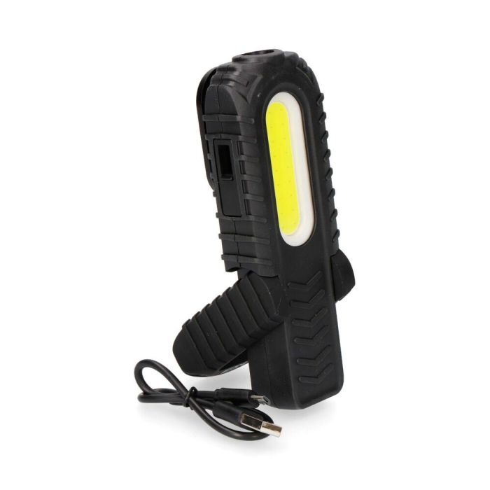 Edm Linterna de trabajo LED recargable USB 5W 300LM / 3W 90LM con gancho, imán y soporte basculante 180° 6