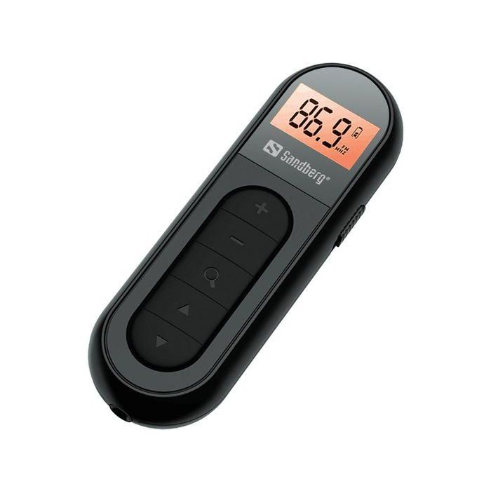 Sandberg Radio FM de Bolsillo Ultracompacta Recargable con Clip y Auriculares Incluidos para Deportes, Camping y Emergencias