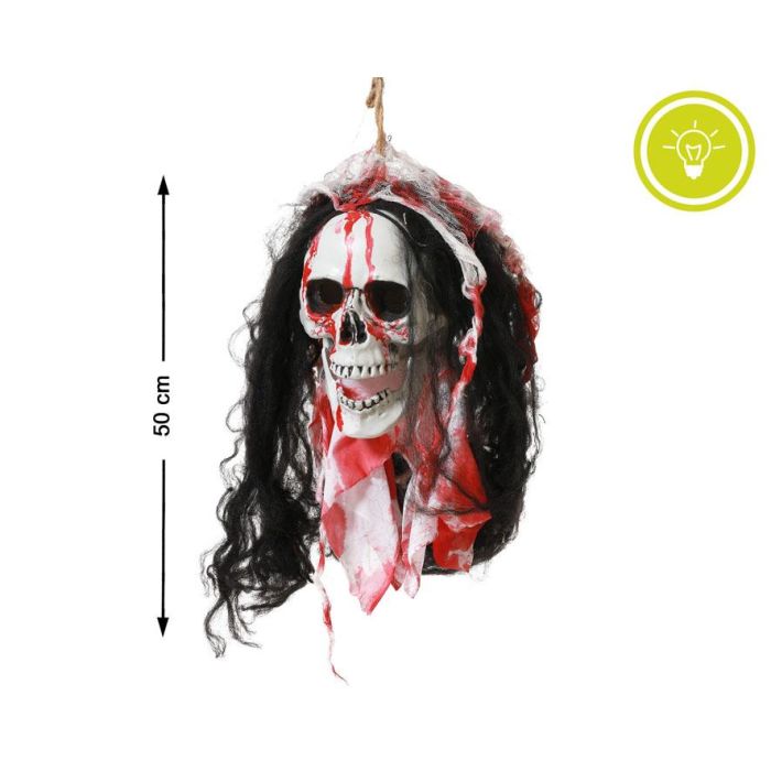 Calavera Colgante 50 cm Con Luz Para Decoración Tenebrosa