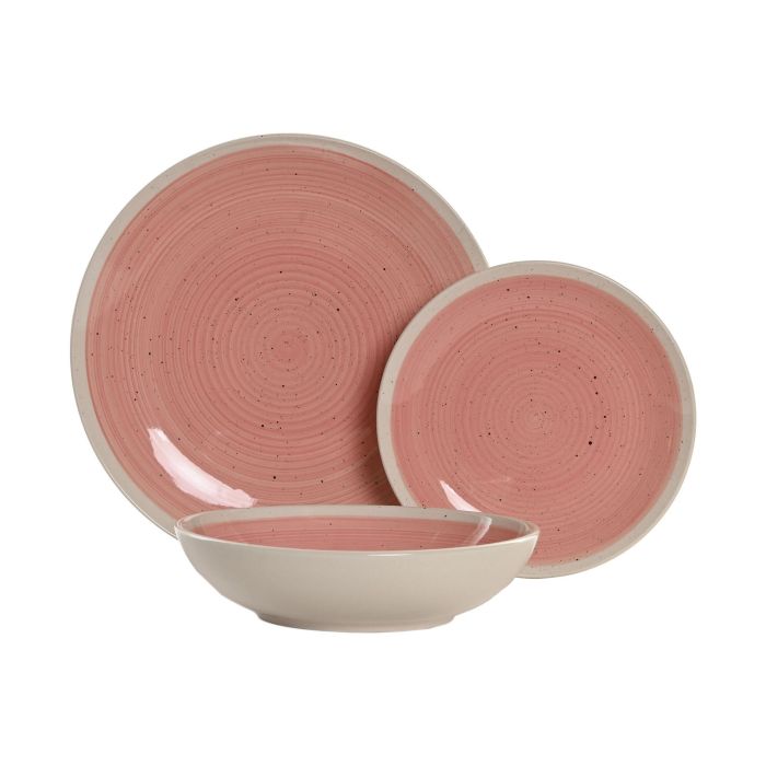 Vajilla Basicos DKD Home Decor Rosa Blanco 27 x 3 x 27 cm Set de 18 4 Vajilla Basicos DKD Home Decor Rosa Blanco 27 x 3 x 27 cm Set de 18 4