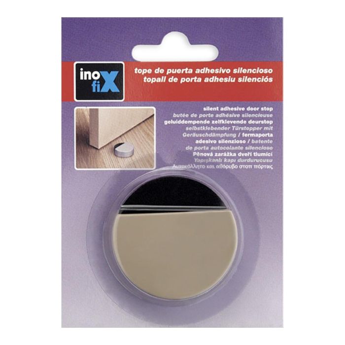 Inofix Tope adhesivo silencioso beige para puertas de interior, PVC + espuma amortiguadora 1 Inofix Tope adhesivo silencioso beige para puertas de interior, PVC + espuma amortiguadora 1