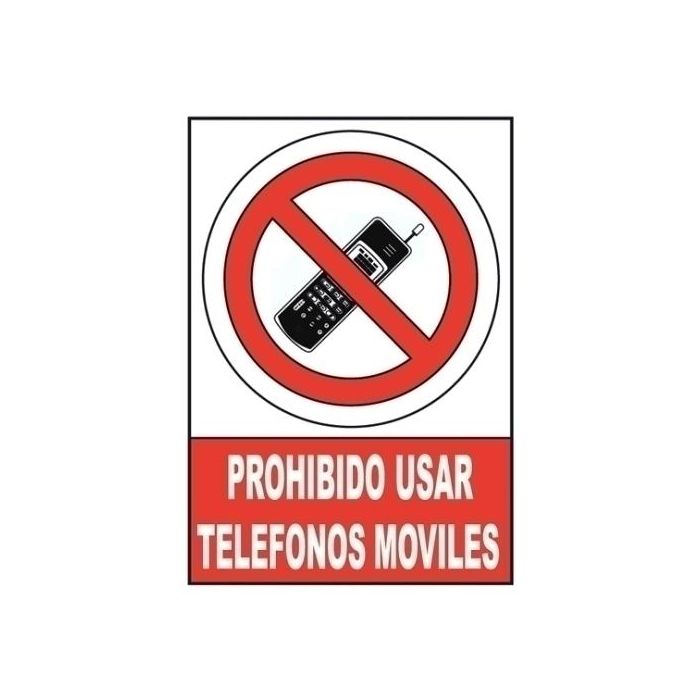 Señal Informativa Prohibido Usar Telefonos Moviles Rojo