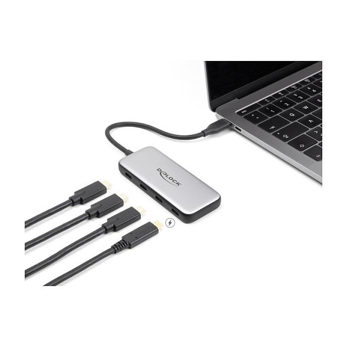 DeLOCK Concentrador USB Hub Tipo-C 10 Gbps, USB 3.2 Gen 1 con 4 Puertos USB-C y PD 85W para Carga, PC, Android, Windows, Mac, Negro, Gris - 1 Pieza 2 DeLOCK Concentrador USB Hub Tipo-C 10 Gbps, USB 3.2 Gen 1 con 4 Puertos USB-C y PD 85W para Carga, PC, Android, Windows, Mac, Negro, Gris - 1 Pieza 2