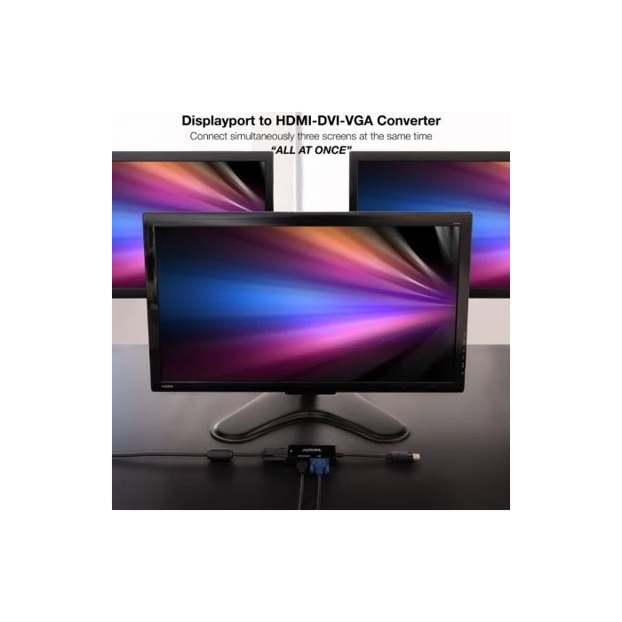 Nano Cable 10.16.3301-ALL Conversor DisplayPort Macho a HDMI Hembra, DVI Hembra, VGA Hembra 20cm Negro