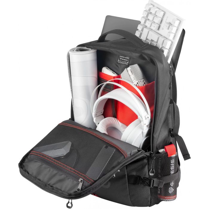 GENESIS Pallad 410 Mochila para Portátil 15.6" Universal, Impermeable, Poliéster 1680D, Senderismo Urbano Negro 7