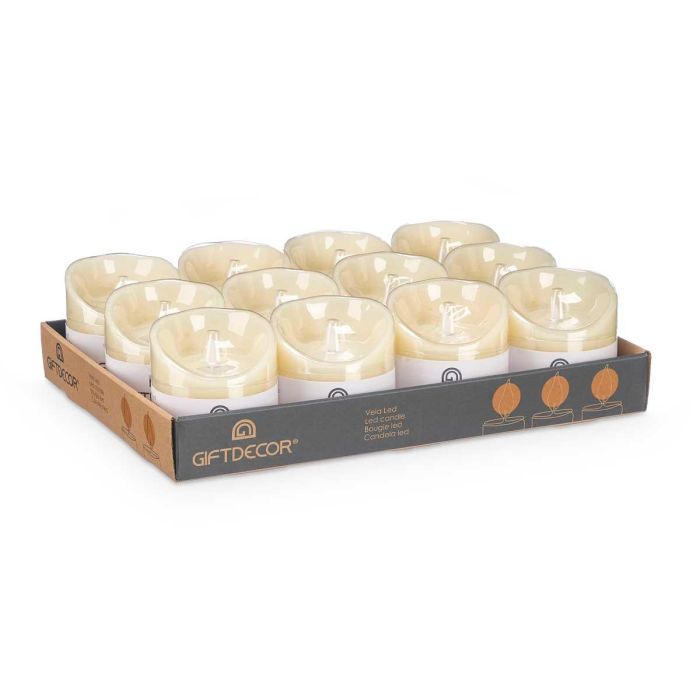 Giftdecor Vela LED Crema Ancha Baja 10 cm (Set de 24) 2