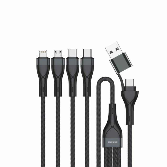 4smarts Cable de Carga Múltiple USB-C/A 4in2 1.2m Negro