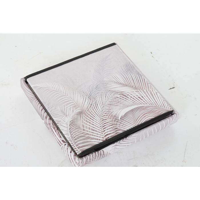 DKD Home Decor Caja Plegable Tropical de Almacenamiento Gris de PU 34x34x34 cm, Juego de 2 Unidades, Colección Bestone 3