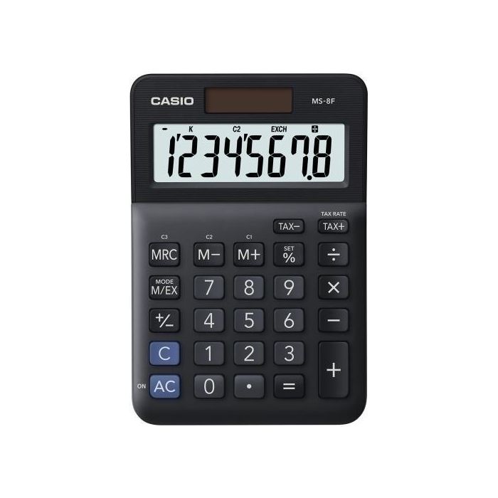 Casio Calculadora De Oficina Sobremesa Negro 8 Dígitos Ms-8F Casio Calculadora De Oficina Sobremesa Negro 8 Dígitos Ms-8F