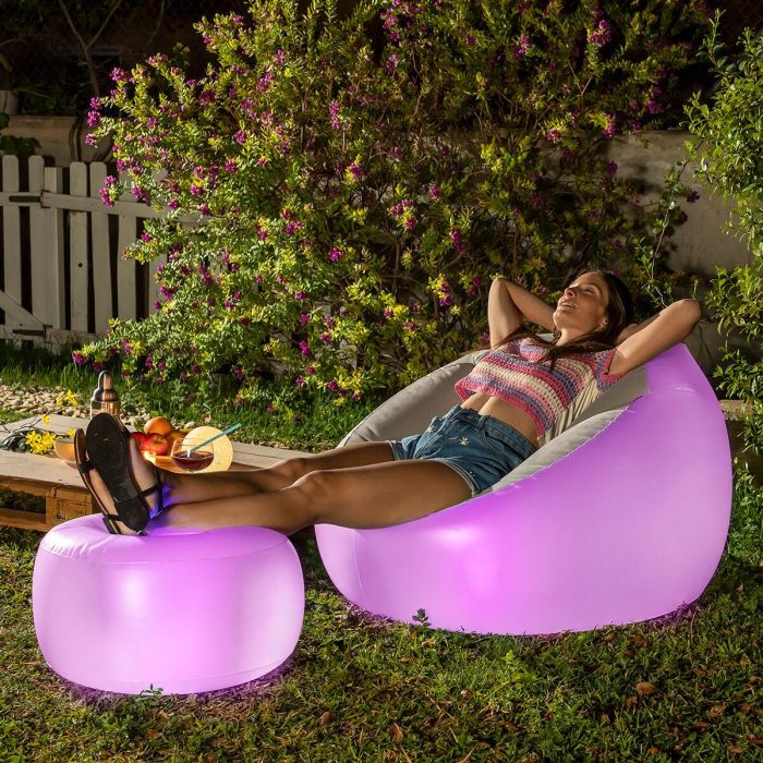 Sillón Hinchable con LED Multicolor y Mando Chight InnovaGoods 9 Sillón Hinchable con LED Multicolor y Mando Chight InnovaGoods 9