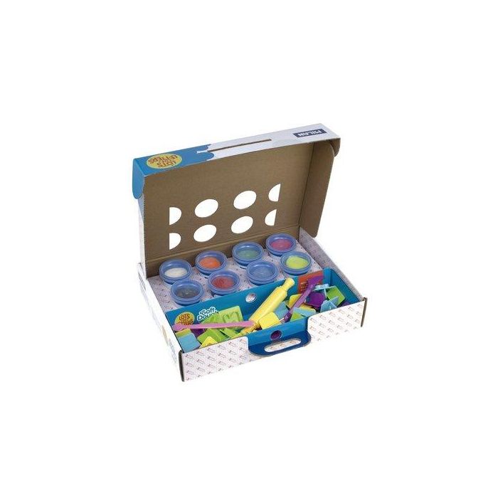 Milan Pasta de Modelar Soft Dough con Herramientas y Moldes de Letras Abecedario, 8 Botes Colores Surtidos 59g