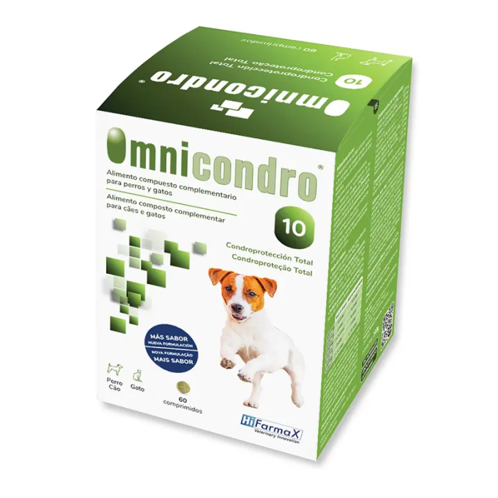 Omnicondro-10 Condroprotector para Perros con Glucosamina, Condroitina y Vitamina E - 60 Comprimidos