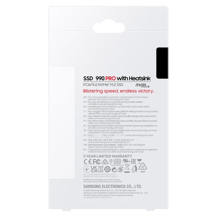 Samsung 990 PRO SSD M.2 4TB NVMe PCIe 4.0 x4 Lectura 7450MB/s con Disipador Retail 4