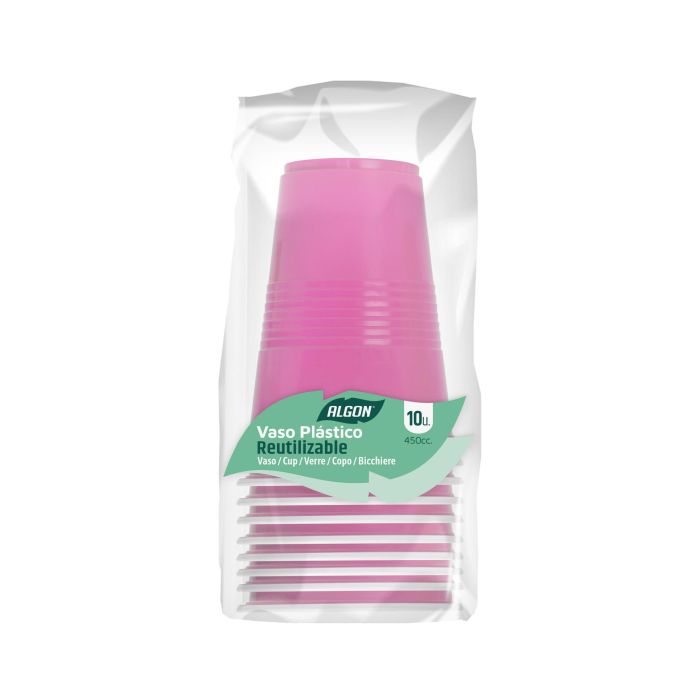 Set de 10 Vasos Bicolor Rosa y Blanco 450 ml Algon (18 Cajas) 1 Set de 10 Vasos Bicolor Rosa y Blanco 450 ml Algon (18 Cajas) 1