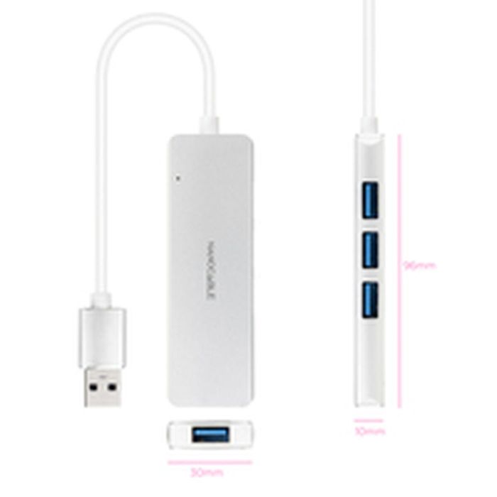 Hub USB NANOCABLE 10.16.4602 Plateado 1
