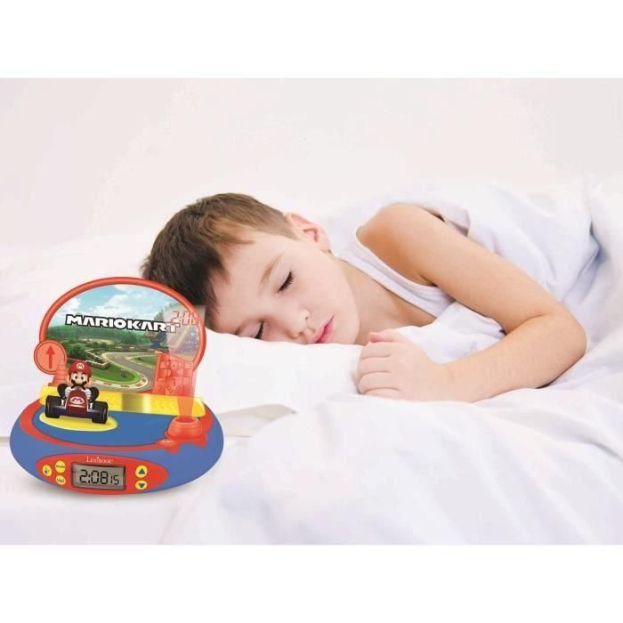 Lexibook Reloj Despertador Proyector MARIO KART Nintendo con 4 Sonidos de Videojuegos, Proyección de Hora y Alarma Repetición LCD 1