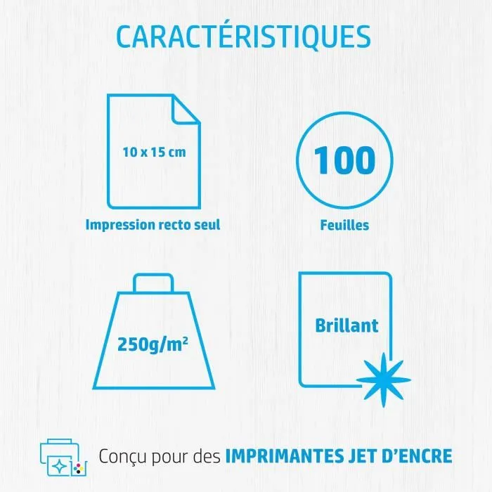 HP Papel fotograifco satinado avanzado 250g/m2, 10x15cm, sin bordes, 100 hojas 1