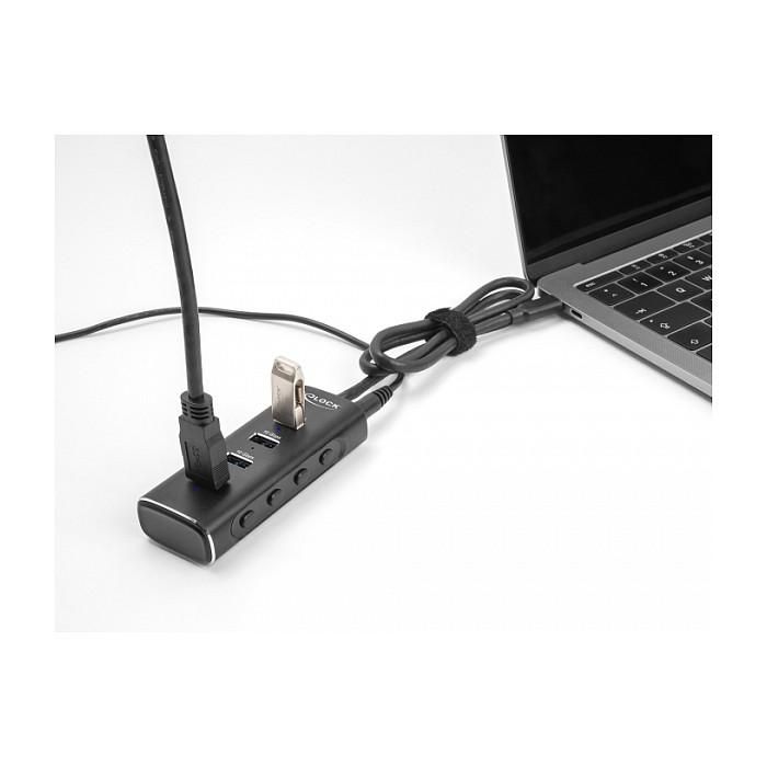 DeLOCK Concentrador USB 4 Puertos USB 3.2 Gen 1 a 10 Gbps con Tipo-C, Cable 60 cm, Interruptor por Puerto, Metal Negro 3 DeLOCK Concentrador USB 4 Puertos USB 3.2 Gen 1 a 10 Gbps con Tipo-C, Cable 60 cm, Interruptor por Puerto, Metal Negro 3