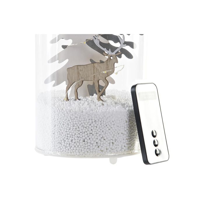 DKD Home Decor Árbol Decoración Luminosa Navidad Moderna LED de Cristal Blanco Gris 12x12x27 cm, Funciona con 3 Pilas AA, 2 Unidades 2