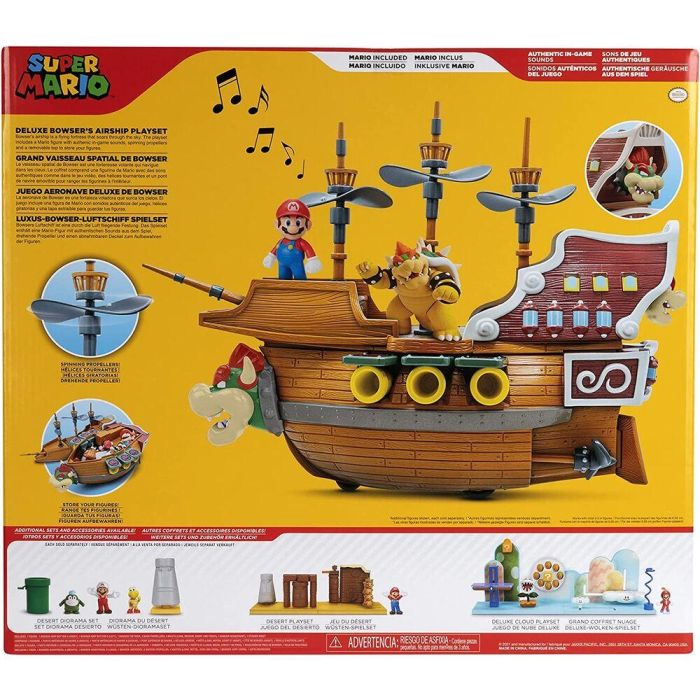 Jakks Pacific Super Mario: Vehículo Aeronave de Bowser con Figura de Acción de 6 cm - Juguete con Sonido y Pilas AA 1