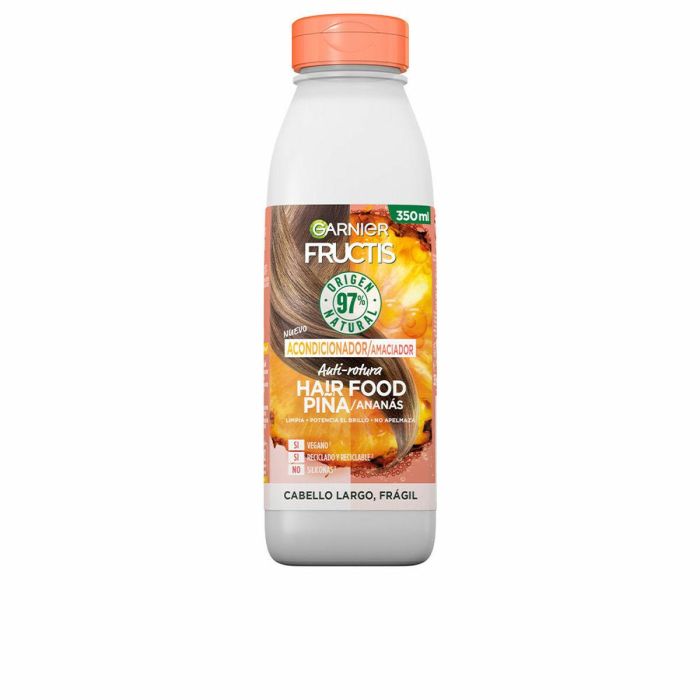 Garnier Fructis Hair Food Acondicionador Piña Anti-Rotura Cabello Largo y Frágil, Nutritivo, Desenredante, 97% Natural, Vegano, 350 ml