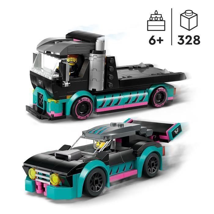 Juego de construccion coche de carreras y camión de transporte lego city 1 Juego de construccion coche de carreras y camión de transporte lego city 1