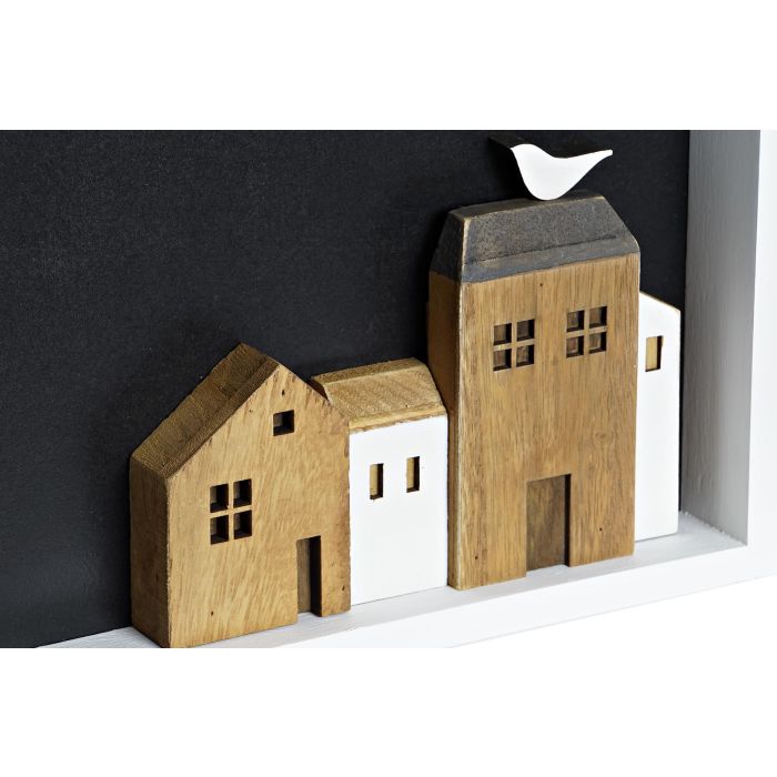 DKD Home Decor Decoración Pared Casas de Madera Estilo Urban Blanco y Marrón, Medidas 40 cm Ancho x 3.5 cm Fondo x 20 cm Alto 2 DKD Home Decor Decoración Pared Casas de Madera Estilo Urban Blanco y Marrón, Medidas 40 cm Ancho x 3.5 cm Fondo x 20 cm Alto 2