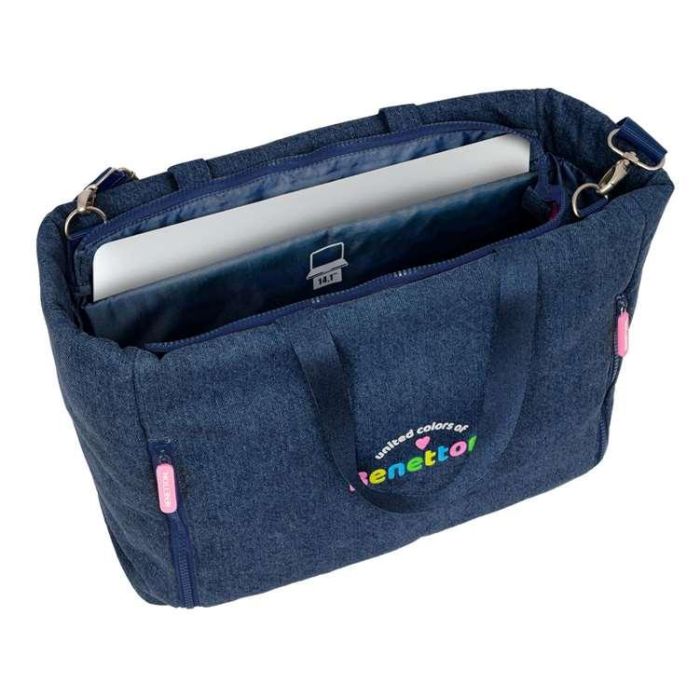 Bolso Benetton Denim Azul 40 x 31 x 17 cm 2