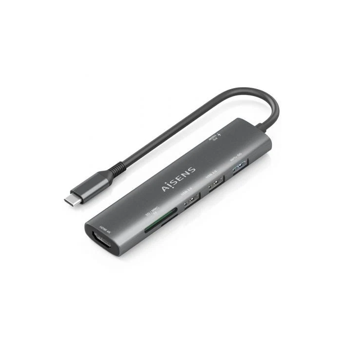 Aisens ASUC-7P027-GR Dock USB-C 7 en 1, HDMI 4K, 3xUSB, 1xUSB-C PD 100W, Lector SD/Micro SD, Gris 0 Aisens ASUC-7P027-GR Dock USB-C 7 en 1, HDMI 4K, 3xUSB, 1xUSB-C PD 100W, Lector SD/Micro SD, Gris 0