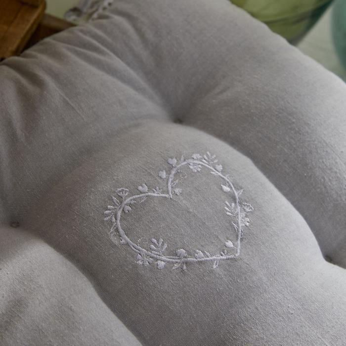 Asiento acolchado - HOY - CHARME - Chambray x Petite Broderie Constance - 40 x 40 cm 2 Asiento acolchado - HOY - CHARME - Chambray x Petite Broderie Constance - 40 x 40 cm 2