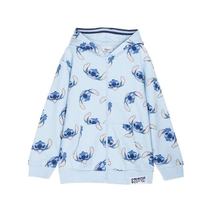 Cerdá Sudadera French Terry con Cremallera Stitch para Niños 8 Años Azul Claro