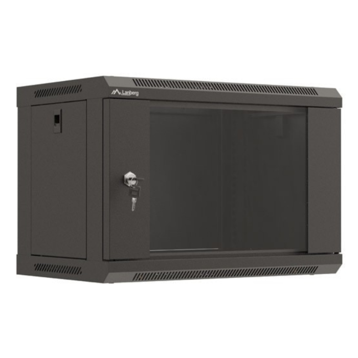 Lanberg WF03-5306-10B Armario Rack de Pared 6U Negro, Capacidad 60 kg