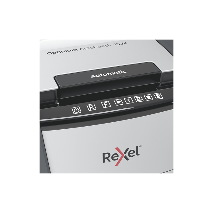 Rexel 2020150XEU Optimum AutoFeed+ 150X Trituradora de Papel Corte Cruzado, 150 Hojas, 44L, 55 dB, Negro/Gris 4 Rexel 2020150XEU Optimum AutoFeed+ 150X Trituradora de Papel Corte Cruzado, 150 Hojas, 44L, 55 dB, Negro/Gris 4