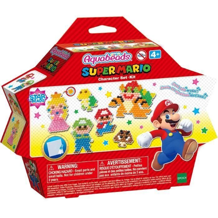 Aquabeads 31946 Set Personajes Super Mario - Abalorios para manualidades con 690 abalorios, 22 colores y plantillas para +4 años 5