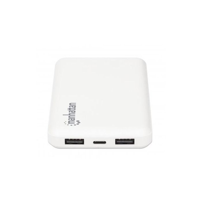 MANHATTAN Powerbank 10.000 mAh 2xUSB USB-C + Micro-USB weiß 5