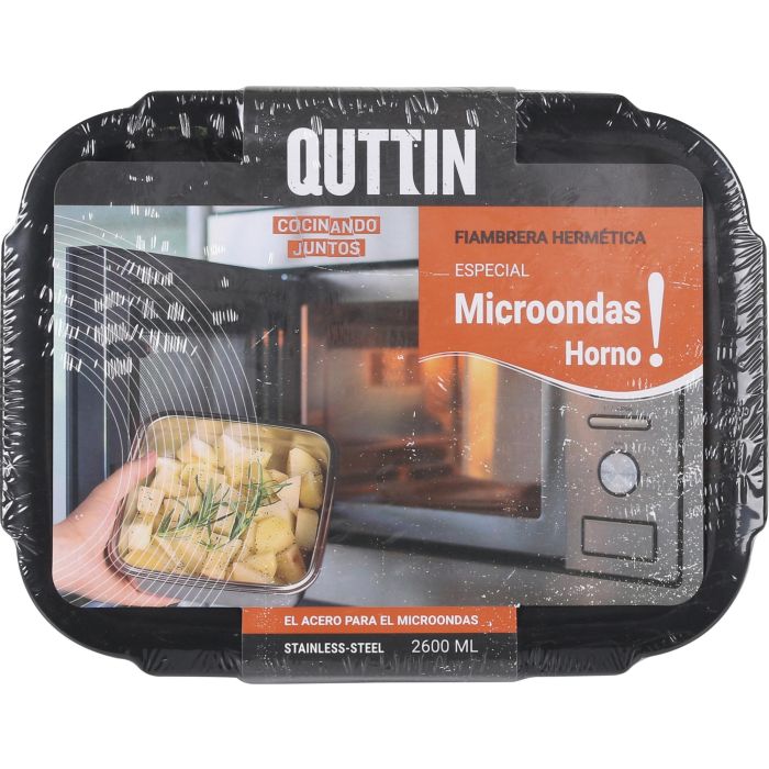 Quttin Fiambre Acero 2.6L para Microondas y Horno 23 cm x 17.9 cm x 11.6 cm (12 Unidades)