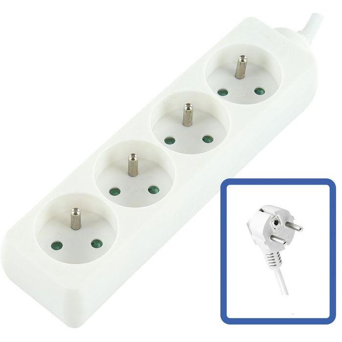 LOGON PROFESSIONAL 4-WAY POWER STRIP: WHITE - 16A - 3M CABLE LOGON PROFESSIONAL 4-WAY POWER STRIP: WHITE - 16A - 3M CABLE