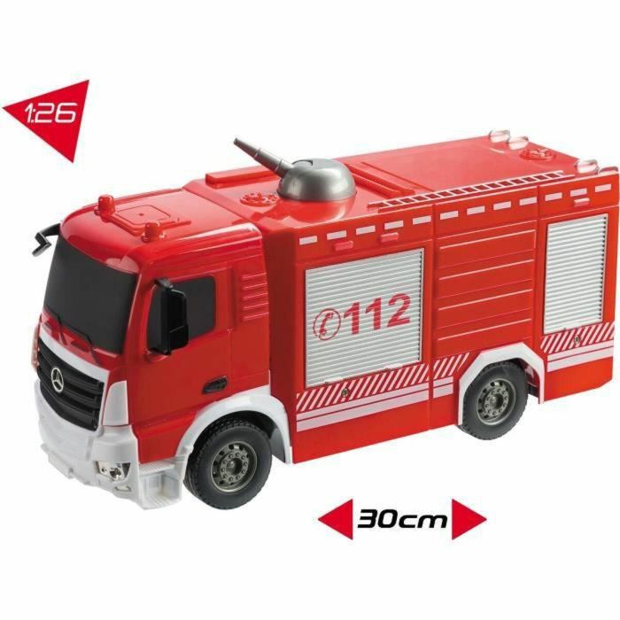 Mondo Motors Camión de Bomberos con Control Remoto RC, Manguera de Agua Funcional, Faros y Luces, Escala 1:26, Niños +3 Años 1