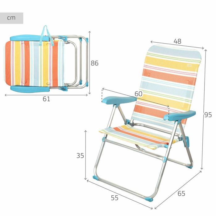 Silla de Playa Aktive 48 x 95 x 65 cm (4 Unidades) 3 Silla de Playa Aktive 48 x 95 x 65 cm (4 Unidades) 3