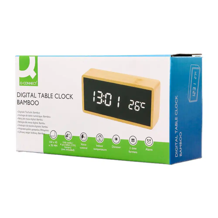 Q-connect Reloj Digital Sobremesa con Temperatura y 3 Alarmas 150x45x70mm 7