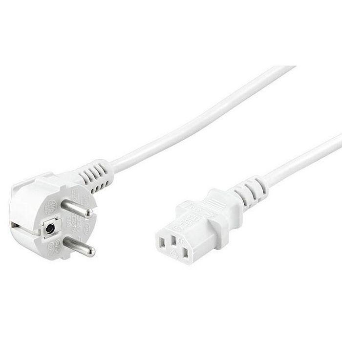 MicroConnect PE010450W Cable de Alimentación, 5m, Blanco, Conector Angulado IEC320 Schuko, Certificado Europeo