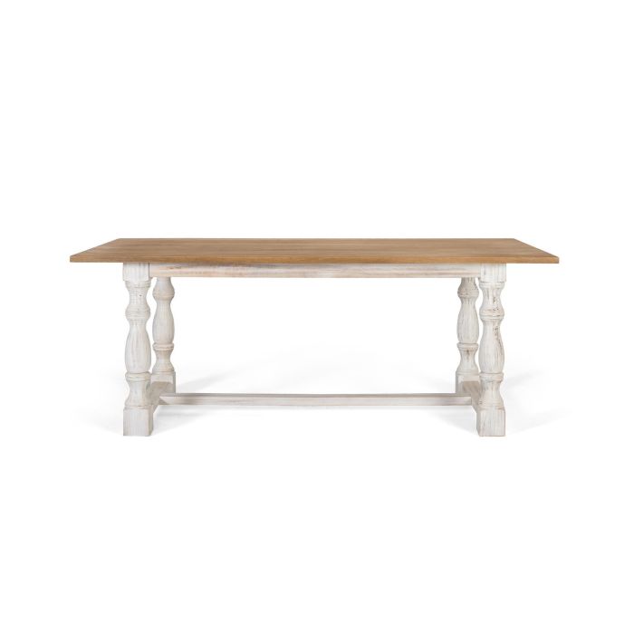 GINER Y COLOMER Mesa de Comedor Rectangular 200 cm en Madera de Mango con Pata Torneada Blanco Envejecido 0 GINER Y COLOMER Mesa de Comedor Rectangular 200 cm en Madera de Mango con Pata Torneada Blanco Envejecido 0