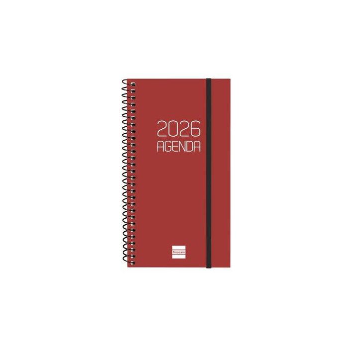 Agenda Anual (2026) Catalan Finocam Espiral Opaque Espiral Tapa Pp Con Goma E9 94X171 S/V Apais. Bordeus