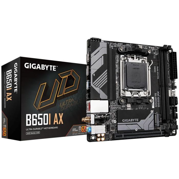 Gigabyte B650I AX ITX Placa Base para AMD Ryzen Serie 7000/8000/9000, DDR5, Mini ITX, VRM 5+2+1 Fases, 2.5 GbE LAN, WiFi 6E