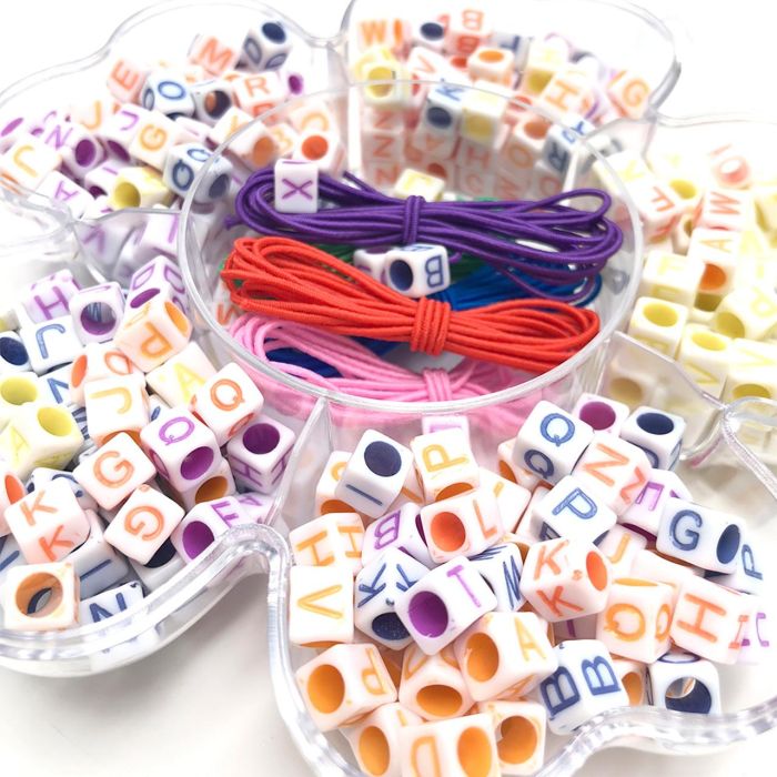 Tachan Set para Hacer Pulseras de Cuentas Alfabeto de Madera para Niños con Cuerdas 7