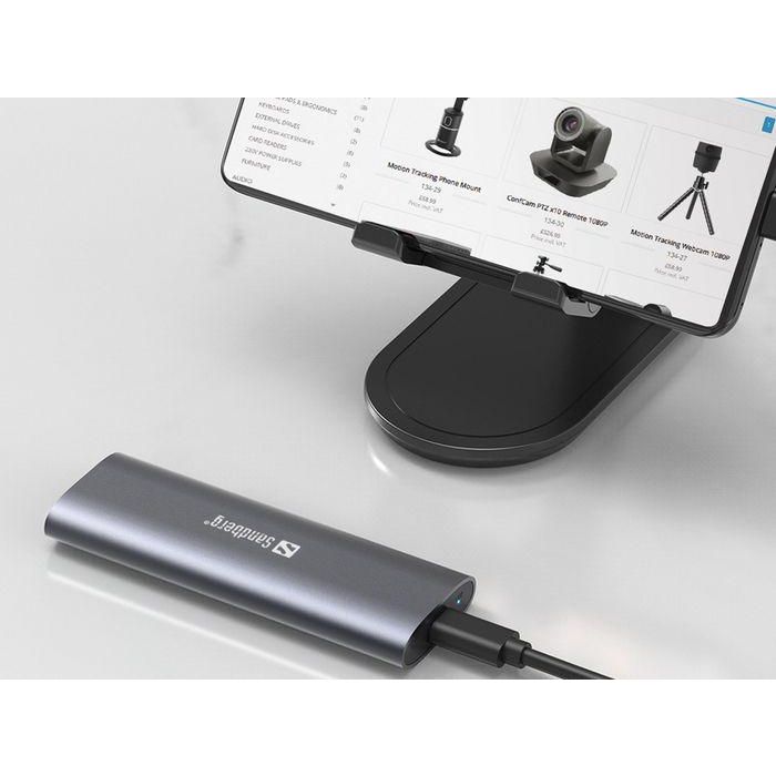 Sandberg Caja Externa USB 3.2 Gen 2 (10Gbps) para SSD M.2 y NVMe, Compatible USB-C y USB-A, Aluminio Sin Herramientas 5 Sandberg Caja Externa USB 3.2 Gen 2 (10Gbps) para SSD M.2 y NVMe, Compatible USB-C y USB-A, Aluminio Sin Herramientas 5
