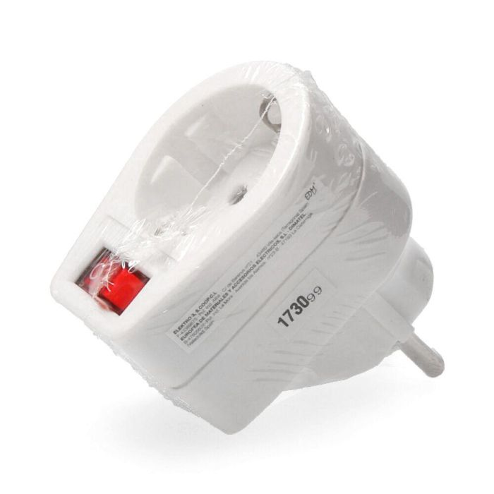 Edm Clavija Adaptadora con Interruptor Luminoso T/TL - 16mm - 4.8mm Blanco Termoplástico 250v