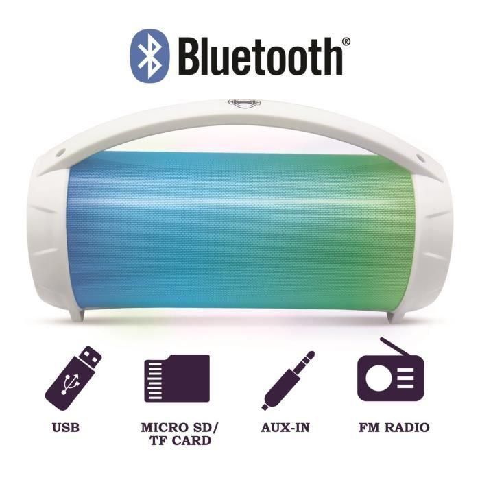 Lexibook iParty Altavoz Inalámbrico Bluetooth Portátil con Micrófono Extraíble, Luces LED y Doble Disco. 30x16x17cm 1